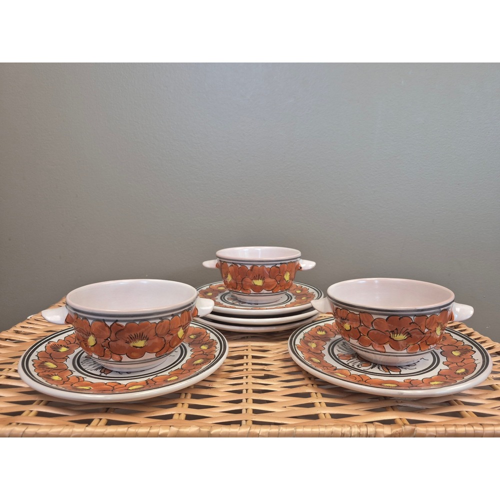Juan F Guerrero Vintage Mexico Pottery 8 Pc Plates Bowls Dolores Hidalgo Floral